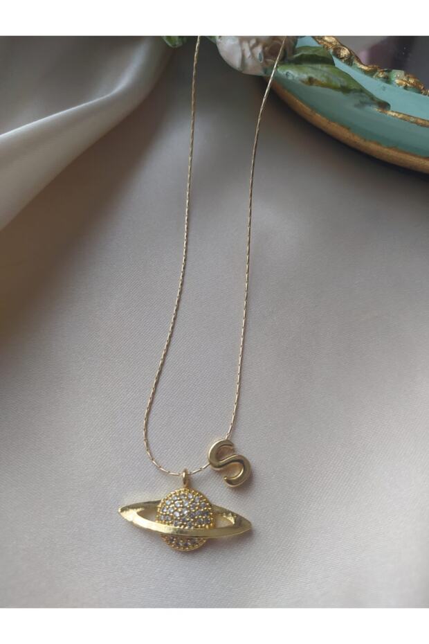 Saturn Necklace with Letter S