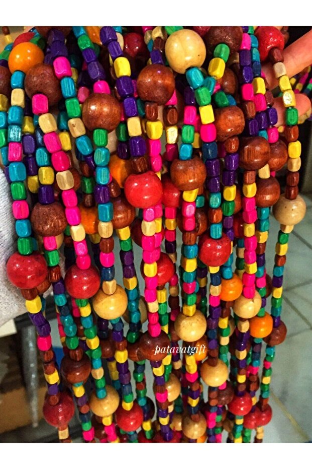 Kapı Süsü Kapı Boncuğu Ahşap 27 Sarkıt - 90 Cm - 2