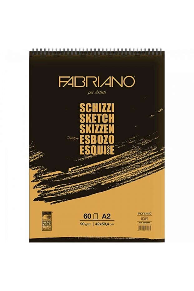 Schizzi Sketch Pad Natural Grain 90gr Spiral Drawing Notebook 60 Sheets A2 (42x59.4cm)