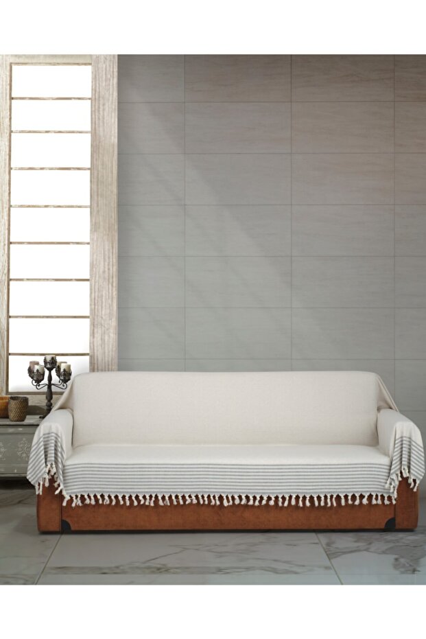 Uludağ Hand Tie Armchair Cover Cream Gray