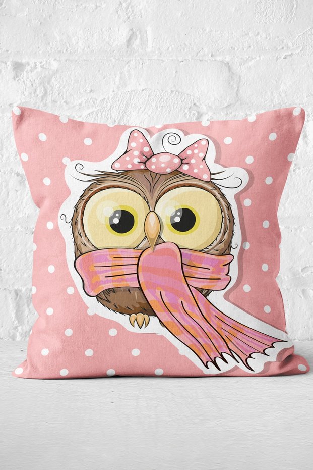 Owl Patterned Digital Printed Decorative Pillow Cushion Cover