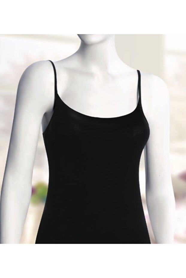 Black Plain Undershirt with 2 String Straps 418 - 1