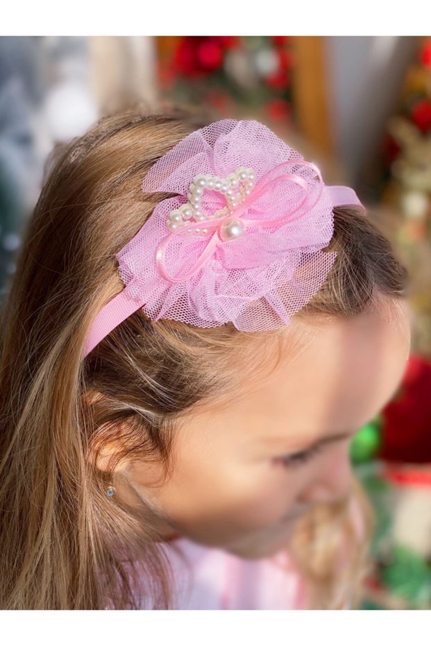 Princess Crown with Pearls and Jewelled Tulle Children's Birthday Crown Candy Pink Crown