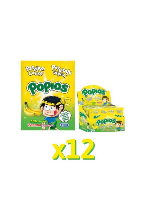 Exploding Candy Popios 4 Gr 40 Pieces with Banana 12 Packs (Total 480 Pieces)