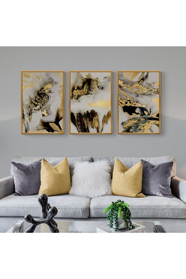 Çerçeveli Ahşap Tablo Seti 3 Prç - 1