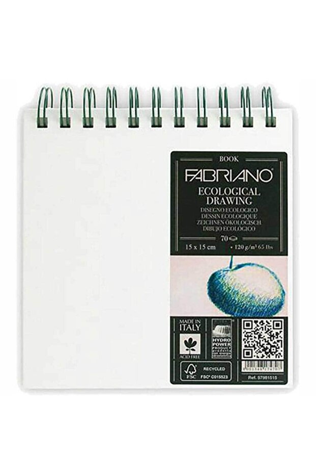 Ecological Drawing Book 120gr Squared Spiral Drawing Block 70 Pages 15x15cm