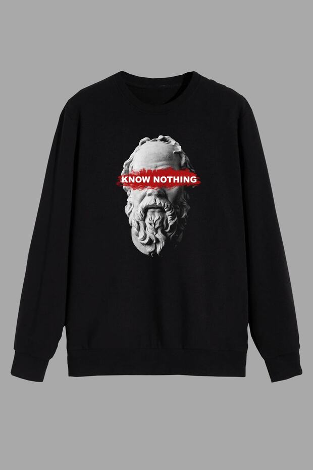 Philosopher Socrates Printed Black Sweatshirt