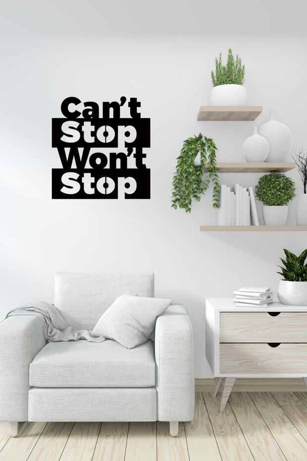 Black Wooden Can't Stop Won't Stop Wall Decor 40x40 Cm MDF Painting For Living Room Living / Bedroom