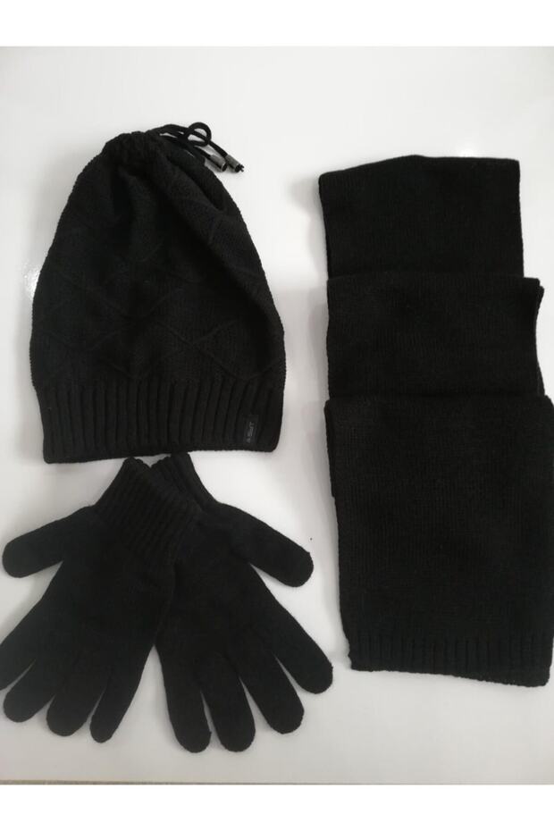 Men's Scarf & Beret & Gloves 3-Piece Set K2203-05
