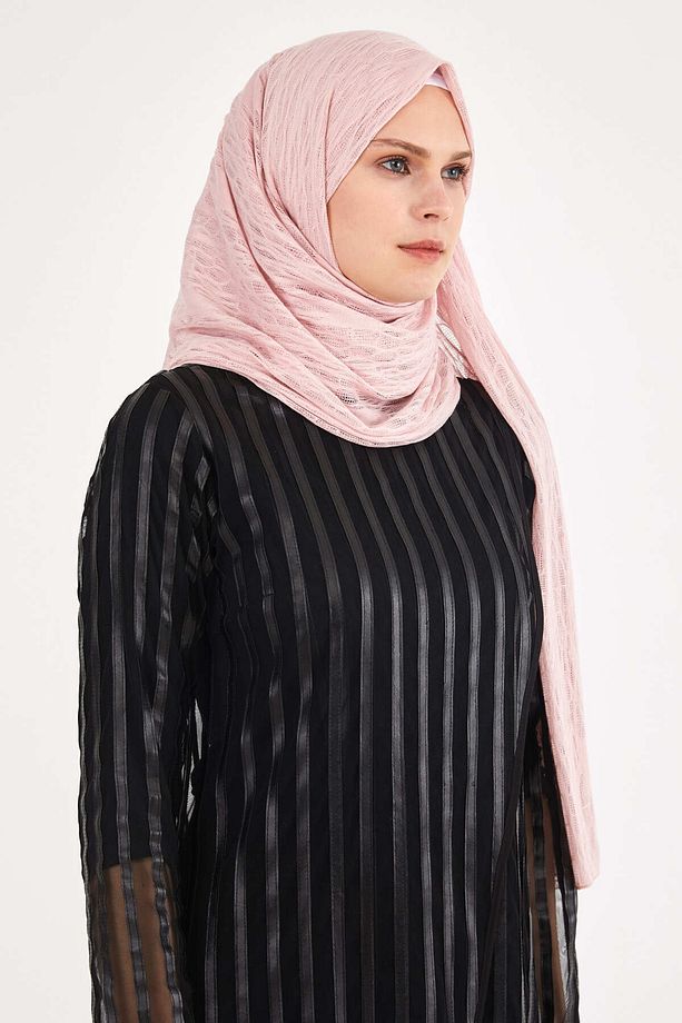 Örümcek Triko Şal - Pudra - 3