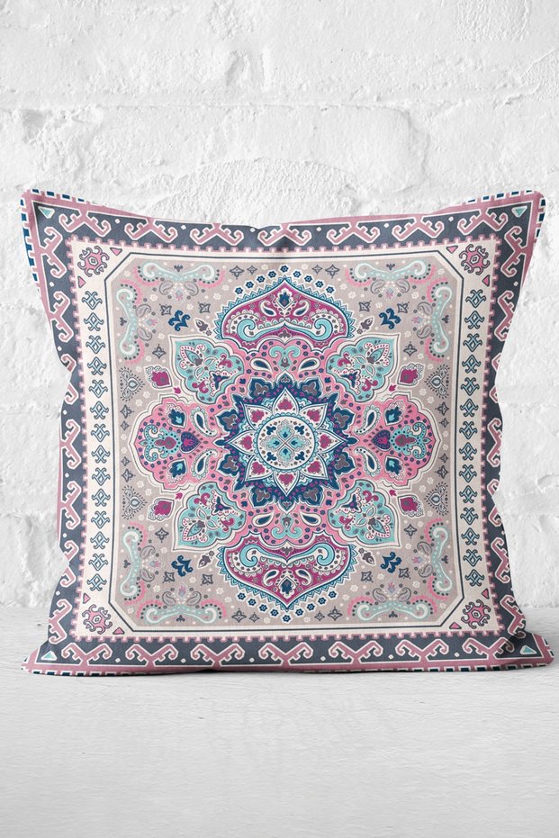 Square Tile Motif Modern Digital Printed Pillow Case