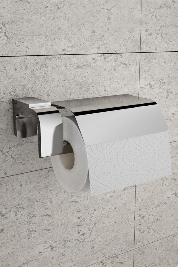 Banyo Kapaklı Wc Tuvalet Kağıtlığı Krom - 1