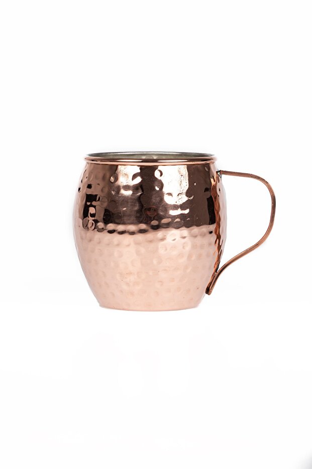 Dmt Gaziantep Hand Forged Chubby Mug Cup in Copper Length 9 Cm Width 9.1 Cm Thickness 1mm Pewter