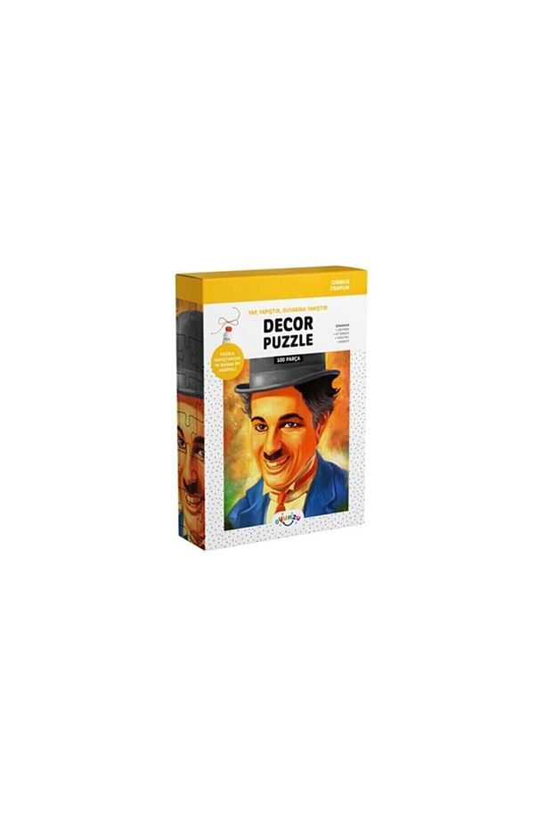 100 Parça Charlie Chaplin Puzzle Yapıştırıcı Ve Ip Hediyeli - Yetişkin Ve Çocuklar Için Yapboz Seti - 1