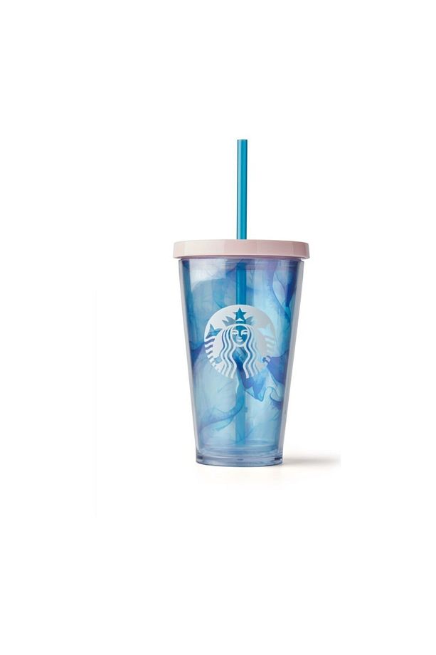 Açık Mavi-şeffaf Pipetli Soğuk Içecek Bardağı 473ml - 1