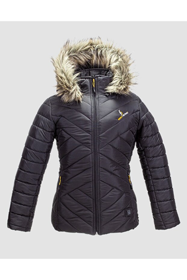 Isıtmalı Kadın Mont Siyah - 1