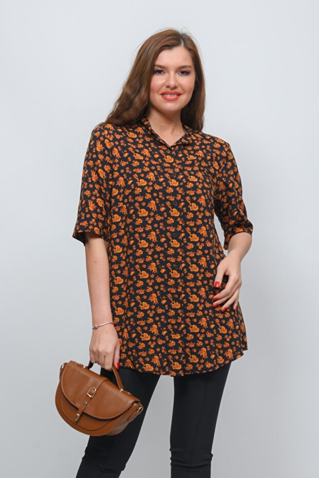 Cotton Crunchy Floral Woven Wide Cut Large Size Shirt