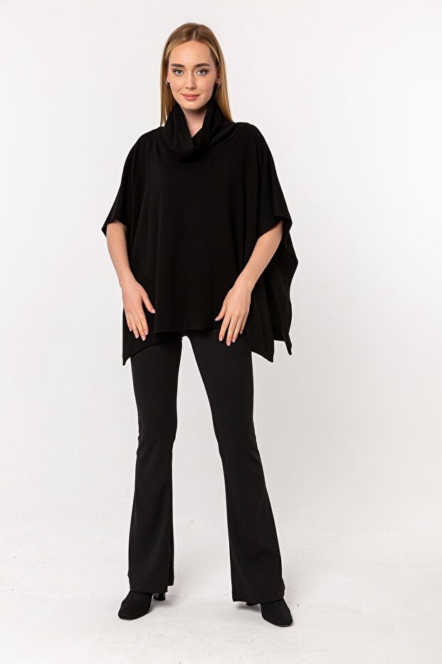 Siyah Degaje Yaka Triko Panço - 3