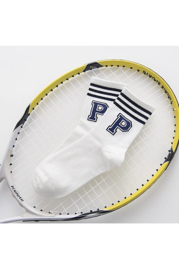Unisex Colorful Plain Cheerful College Tennis Socks with Letters