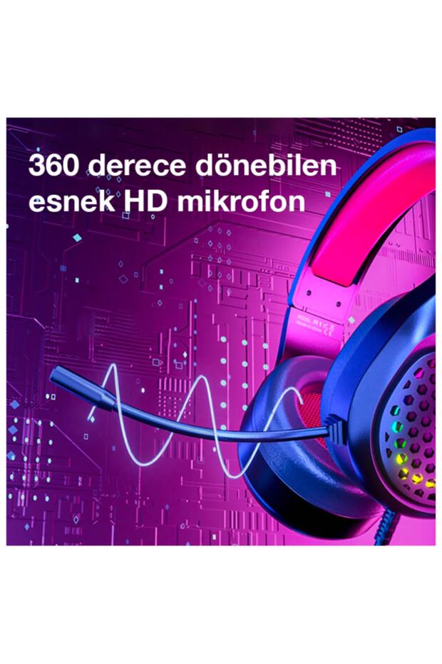 Xmowi R1 Gaming Mikrofonlu Rgb Oyuncu Kulaklığı Pc- Dizüstü Ve Ps4 Siyah,kırmızı - 2