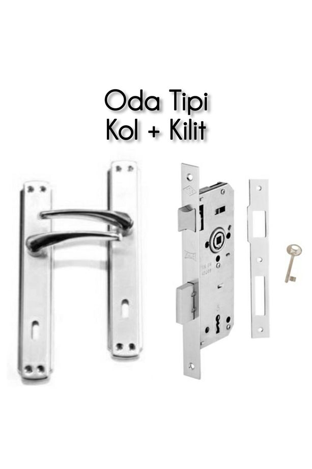 Brawo Mali Aynalı Oda Tipi Kapı Kolu & Kapı Kilidi Anahtar Set - 3