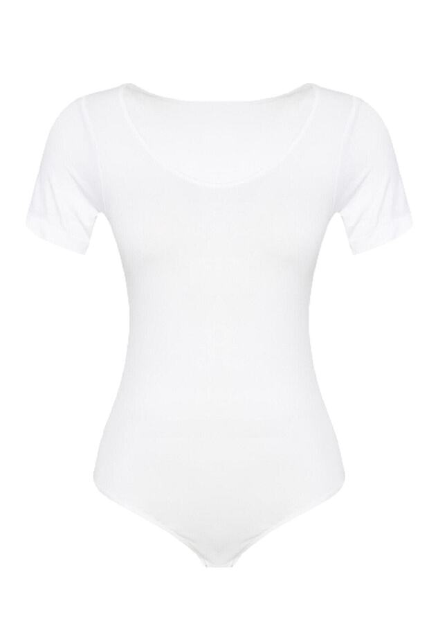 Women's White Short Sleeve Bottom Snap Body / Bady