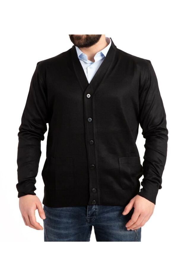 Erkek Yün Triko Örme Baba Hırka - 1