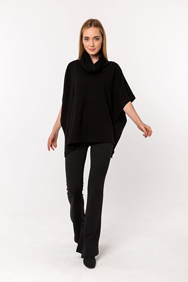 Siyah Degaje Yaka Triko Panço - 5
