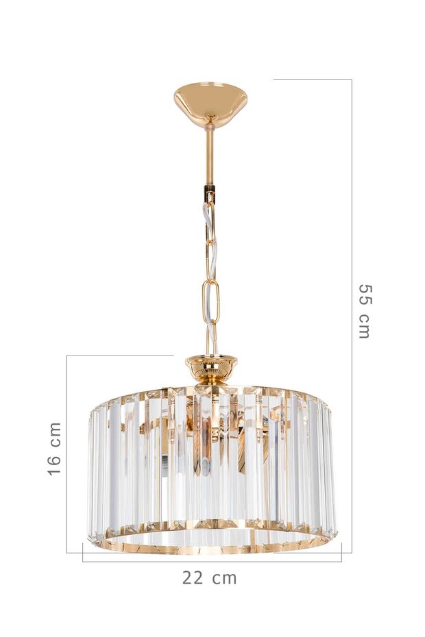 Lavinya Kristal 2li Gold Avize - 4