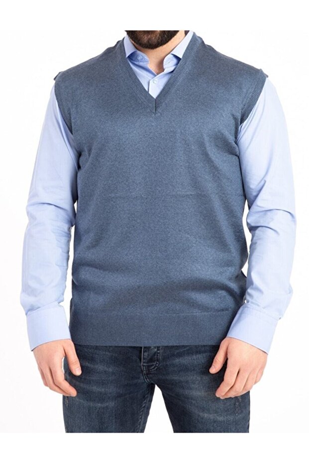 Men's V-Neck Fine Wool Knitwear Knitted Anti-Pilling Sweater Dad Sweater