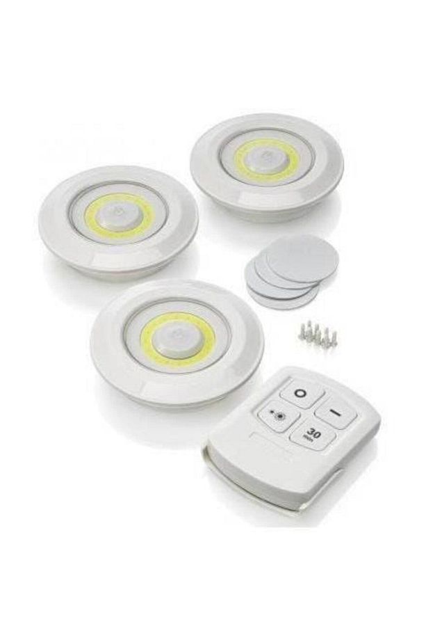 3 Adet Kumandalı Cob Ledli Spot Lamba Led Dolapiçi Gece Lambası - 1
