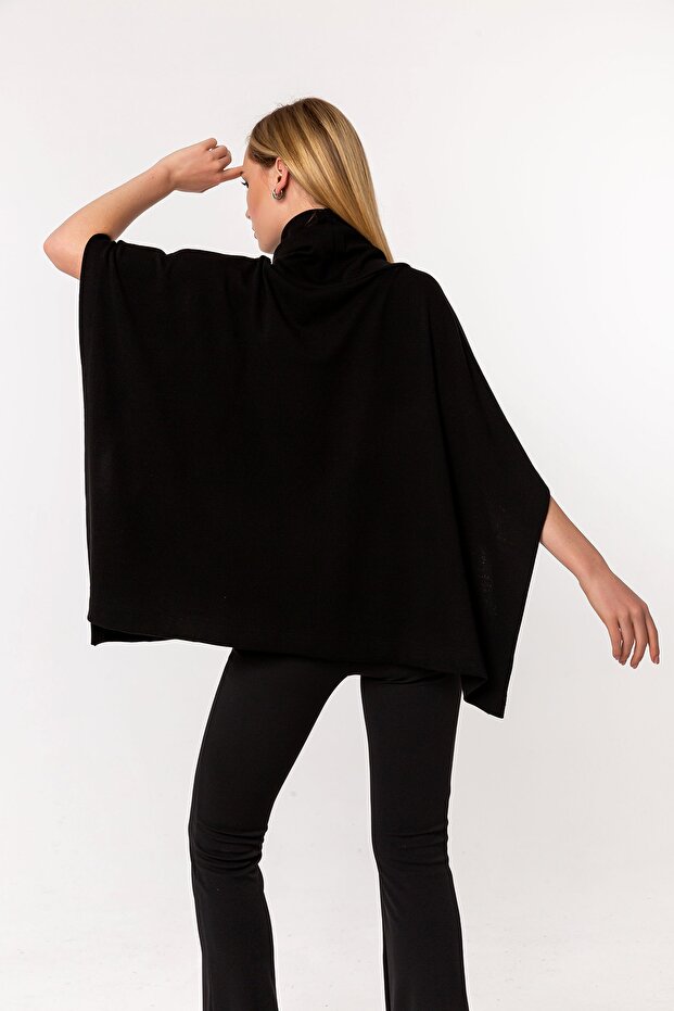 Siyah Degaje Yaka Triko Panço - 8