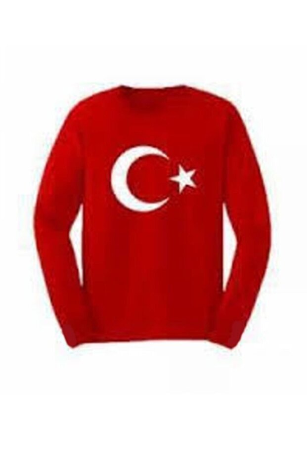 Long Sleeve Crescent and Star Turkish Flag T-Shirt