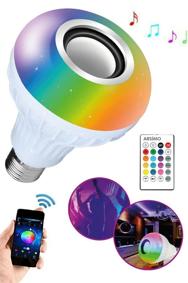 Bluetooth Hoparlör Ve Led Lamba Uzaktan Kumandalı Ampul - 1