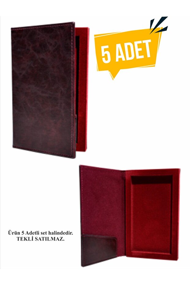 Suni Deri Sandıklı Hesap Sümeni 12x20 Bordo Rustik (5 ADET SET) - 1