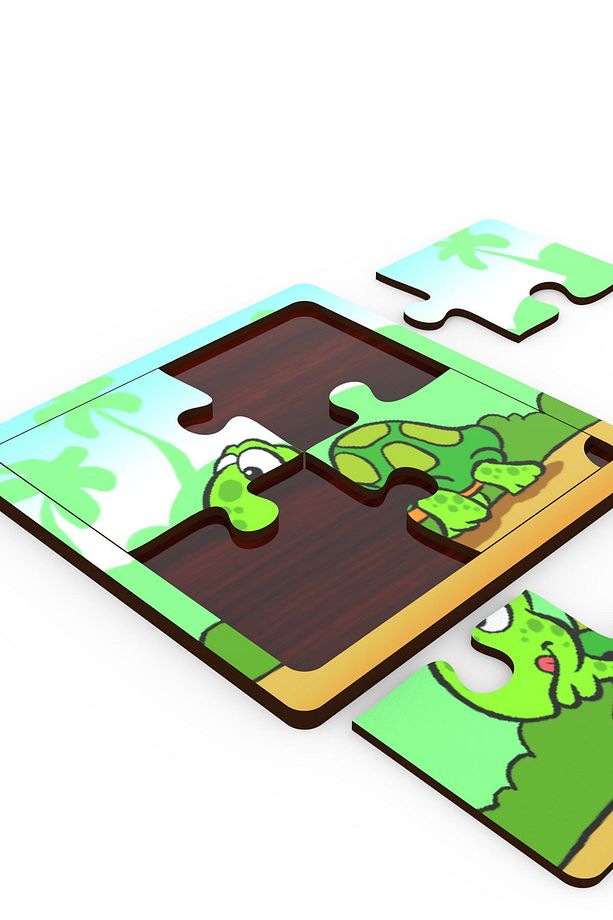 Minıq Toys Ahşap Simsek Kaplumbağa Mini Puzzle (4 Parca) - 3