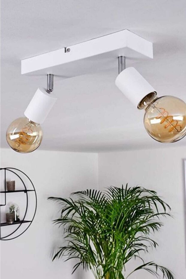 Delta 2'li Beyaz/krom Tavan Avize - 2