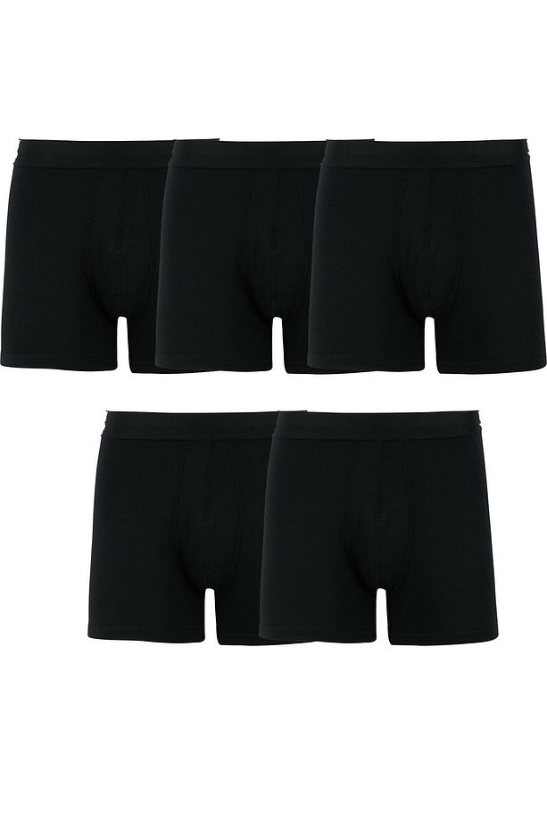 Pamuklu Esnek Erkek Boxer 5'Li Paket Siyah - 1