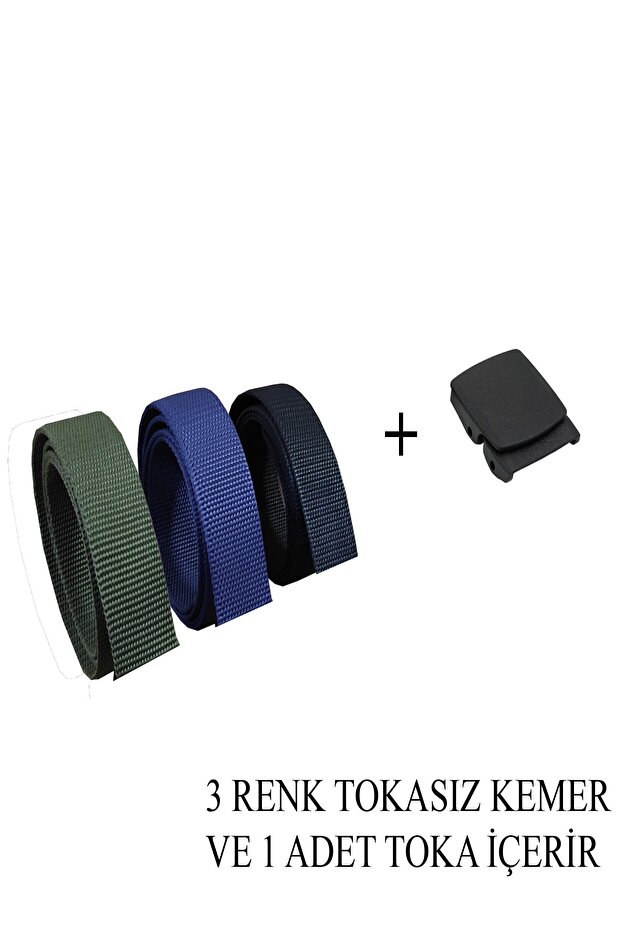 Tactical Style 3 Belts + 1 Buckle Set with Anti Allergic Ykk Plastic Buckle