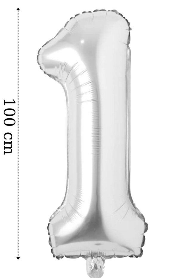 Foil Balloon Number 1 Helium Balloon 100 Cm Silver Color