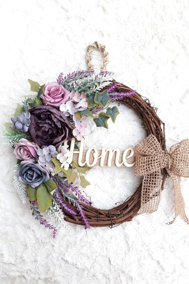 Mor Güllü Kapı Süsü-kapı Çelenk - 1