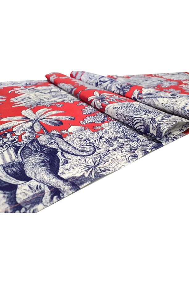 Canlı Mercan Toile Blanc Desenli Runner - 2
