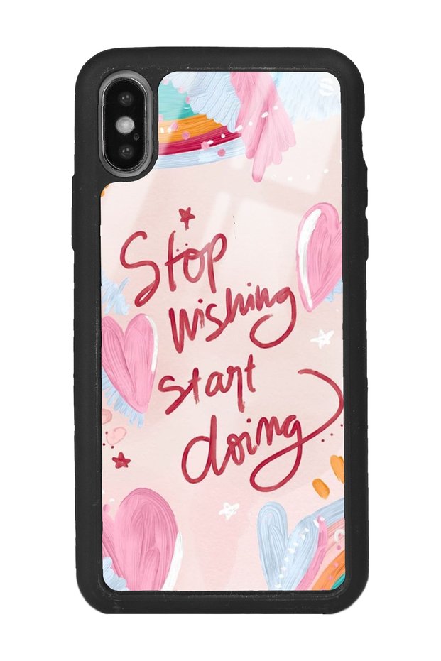iPhone X - XS Pink Motto Design Glossy Phone Case