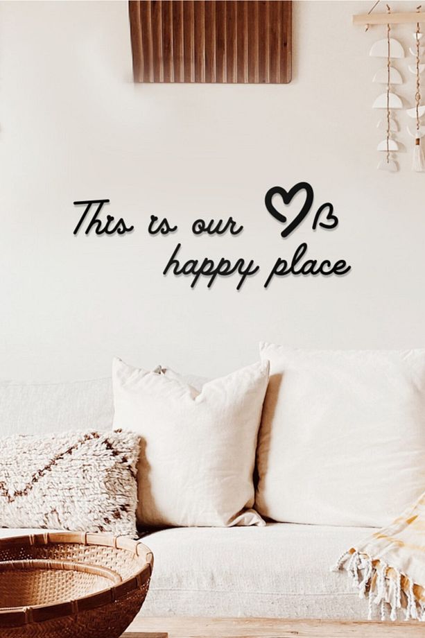 This Is Our Happy Place Yazılı Dekoratif Ahşap Tablo - 1