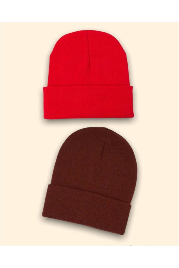 Unisex Basic Beret Set Red & Claret Red