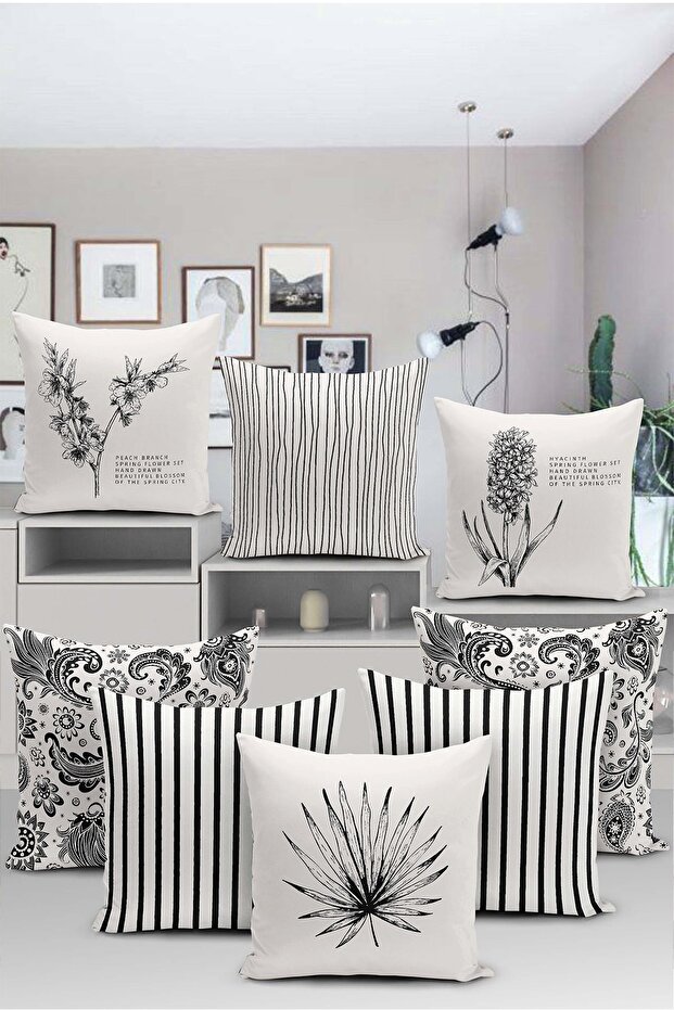 8-Piece Striped Special Design Digital Printed Pillow Cushion Cover