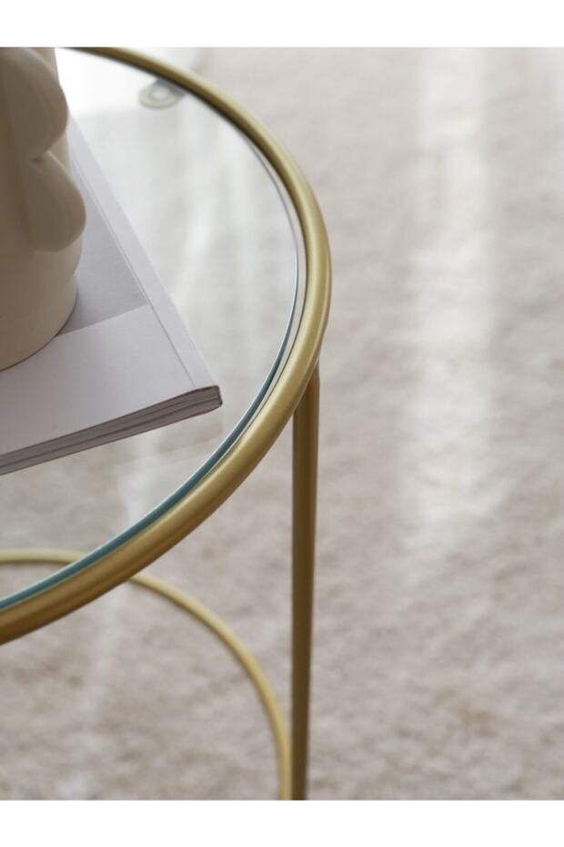 Nesting Camlı Gold Zigon Yan Sehpa - 3