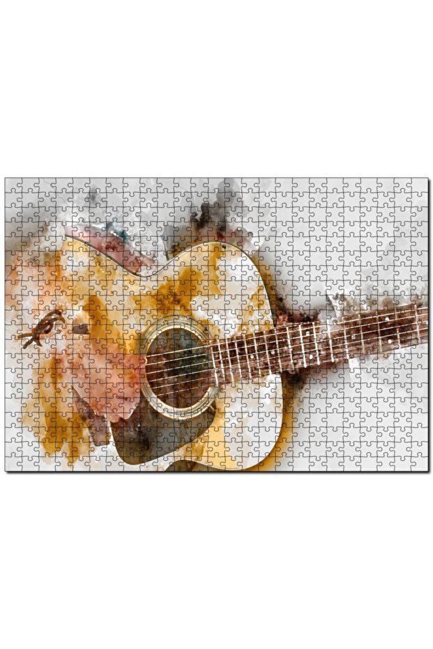 Cakasepetim Acoustic Guitar Watercolor Effect 255 Piece Puzzle Jigsaw Mdf (Wood)