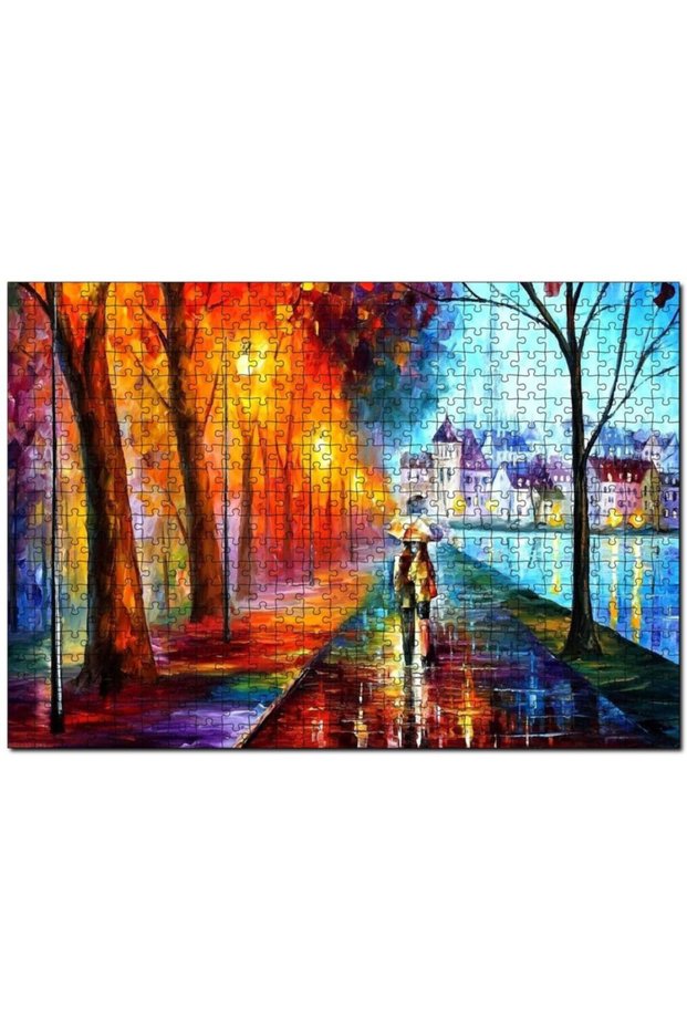 Cakasepetim Rain Coast Umbrella Double Oil Painting 255 Piece Puzzle Jigsaw Mdf (Wood)