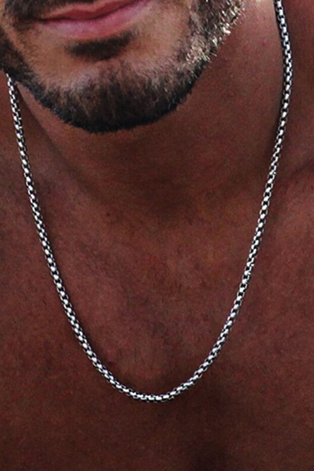 Men's Gray Chain Knitted Model - Imported Anti-Tarnish Steel Men's Chain